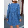 imageDokotoo Womens 2025 Boho Dress Tassel V Neck Long Sleeve A Line Casual Hollow Out Lace Ruffle Party DressesSky Blue