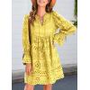 imageDokotoo Womens 2025 Boho Dress Tassel V Neck Long Sleeve A Line Casual Hollow Out Lace Ruffle Party DressesYellow