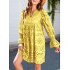 imageDokotoo Womens 2025 Boho Dress Tassel V Neck Long Sleeve A Line Casual Hollow Out Lace Ruffle Party DressesYellow