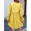 imageDokotoo Womens 2025 Boho Dress Tassel V Neck Long Sleeve A Line Casual Hollow Out Lace Ruffle Party DressesYellow