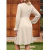 imageDokotoo Womens 2025 Fall Wrap VNeck Long Sleeve Empire Waist Dress Elegant Mini Dresses with PocketsApricot
