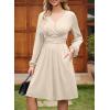 imageDokotoo Womens 2025 Fall Wrap VNeck Long Sleeve Empire Waist Dress Elegant Mini Dresses with PocketsApricot