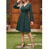 imageDokotoo Womens 2025 Fall Wrap VNeck Long Sleeve Empire Waist Dress Elegant Mini Dresses with PocketsGreen