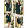 imageDokotoo Womens 2025 Fall Wrap VNeck Long Sleeve Empire Waist Dress Elegant Mini Dresses with PocketsGreen