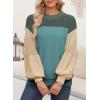 imageDokotoo Womens Casual Long Sleeve Sweaters Loose Crewneck Knit Solid Pullover Sweater Jumper TopsColorblock Blue