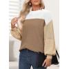 imageDokotoo Womens Casual Long Sleeve Sweaters Loose Crewneck Knit Solid Pullover Sweater Jumper TopsColorblock Brown