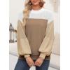imageDokotoo Womens Casual Long Sleeve Sweaters Loose Crewneck Knit Solid Pullover Sweater Jumper TopsColorblock Brown