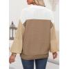 imageDokotoo Womens Casual Long Sleeve Sweaters Loose Crewneck Knit Solid Pullover Sweater Jumper TopsColorblock Brown
