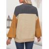 imageDokotoo Womens Casual Long Sleeve Sweaters Loose Crewneck Knit Solid Pullover Sweater Jumper TopsColorblock Khaki