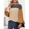 imageDokotoo Womens Casual Long Sleeve Sweaters Loose Crewneck Knit Solid Pullover Sweater Jumper TopsColorblock Khaki