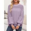 imageDokotoo Womens Casual Long Sleeve Sweaters Loose Crewneck Knit Solid Pullover Sweater Jumper TopsPurple