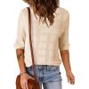 imageDokotoo Womens Casual Short Sleeve Loose Tunic Tops Lightweight Crochet Knit Summer Sweaters BlousesApricot