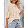 imageDokotoo Womens Casual Short Sleeve Loose Tunic Tops Lightweight Crochet Knit Summer Sweaters BlousesApricot