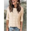 imageDokotoo Womens Casual Short Sleeve Loose Tunic Tops Lightweight Crochet Knit Summer Sweaters BlousesApricot