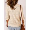 imageDokotoo Womens Casual Short Sleeve Loose Tunic Tops Lightweight Crochet Knit Summer Sweaters BlousesApricot