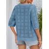 imageDokotoo Womens Casual Short Sleeve Loose Tunic Tops Lightweight Crochet Knit Summer Sweaters BlousesAshleigh Blue