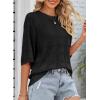 imageDokotoo Womens Casual Short Sleeve Loose Tunic Tops Lightweight Crochet Knit Summer Sweaters BlousesBlack