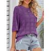 imageDokotoo Womens Casual Short Sleeve Loose Tunic Tops Lightweight Crochet Knit Summer Sweaters BlousesDark Purple