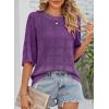 imageDokotoo Womens Casual Short Sleeve Loose Tunic Tops Lightweight Crochet Knit Summer Sweaters BlousesDark Purple