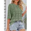 imageDokotoo Womens Casual Short Sleeve Loose Tunic Tops Lightweight Crochet Knit Summer Sweaters BlousesJungle Green