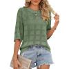 imageDokotoo Womens Casual Short Sleeve Loose Tunic Tops Lightweight Crochet Knit Summer Sweaters BlousesJungle Green