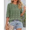 imageDokotoo Womens Casual Short Sleeve Loose Tunic Tops Lightweight Crochet Knit Summer Sweaters BlousesJungle Green