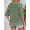 imageDokotoo Womens Casual Short Sleeve Loose Tunic Tops Lightweight Crochet Knit Summer Sweaters BlousesJungle Green