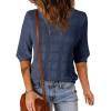 imageDokotoo Womens Casual Short Sleeve Loose Tunic Tops Lightweight Crochet Knit Summer Sweaters BlousesNavy Blue