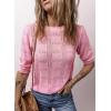 imageDokotoo Womens Casual Short Sleeve Loose Tunic Tops Lightweight Crochet Knit Summer Sweaters BlousesPink