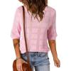 imageDokotoo Womens Casual Short Sleeve Loose Tunic Tops Lightweight Crochet Knit Summer Sweaters BlousesPink
