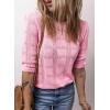 imageDokotoo Womens Casual Short Sleeve Loose Tunic Tops Lightweight Crochet Knit Summer Sweaters BlousesPink