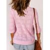 imageDokotoo Womens Casual Short Sleeve Loose Tunic Tops Lightweight Crochet Knit Summer Sweaters BlousesPink