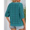 imageDokotoo Womens Casual Short Sleeve Loose Tunic Tops Lightweight Crochet Knit Summer Sweaters BlousesSkobeloff