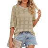 imageDokotoo Womens Casual Short Sleeve Loose Tunic Tops Lightweight Crochet Knit Summer Sweaters BlousesSmoke Gray