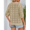 imageDokotoo Womens Casual Short Sleeve Loose Tunic Tops Lightweight Crochet Knit Summer Sweaters BlousesSmoke Gray