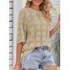 imageDokotoo Womens Casual Short Sleeve Loose Tunic Tops Lightweight Crochet Knit Summer Sweaters BlousesSmoke Gray