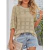 imageDokotoo Womens Casual Short Sleeve Loose Tunic Tops Lightweight Crochet Knit Summer Sweaters BlousesSmoke Gray