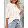 imageDokotoo Womens Casual Short Sleeve Loose Tunic Tops Lightweight Crochet Knit Summer Sweaters BlousesWhite