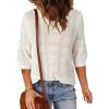 imageDokotoo Womens Casual Short Sleeve Loose Tunic Tops Lightweight Crochet Knit Summer Sweaters BlousesWhite