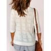 imageDokotoo Womens Casual Short Sleeve Loose Tunic Tops Lightweight Crochet Knit Summer Sweaters BlousesWhite