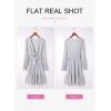imageDokotoo Womens Casual Spring Fall 2025 Deep V Neck Knotted Tiered Chiffon Elegant Mini Short Swing Skater Dresses3 Grey
