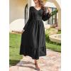 imageDokotoo Womens Dresses Fashion 2025 Long Sleeve V Neck Maxi Dresses Elegant Casual Flowy Tiered Boho Beach Vacation OutifitsBlack