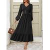 imageDokotoo Womens Dresses Fashion 2025 Long Sleeve V Neck Maxi Dresses Elegant Casual Flowy Tiered Boho Beach Vacation OutifitsBlack