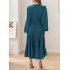 imageDokotoo Womens Dresses Fashion 2025 Long Sleeve V Neck Maxi Dresses Elegant Casual Flowy Tiered Boho Beach Vacation OutifitsBlue