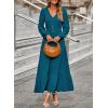 imageDokotoo Womens Dresses Fashion 2025 Long Sleeve V Neck Maxi Dresses Elegant Casual Flowy Tiered Boho Beach Vacation OutifitsBlue