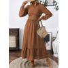 imageDokotoo Womens Dresses Fashion 2025 Long Sleeve V Neck Maxi Dresses Elegant Casual Flowy Tiered Boho Beach Vacation OutifitsBrown