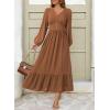 imageDokotoo Womens Dresses Fashion 2025 Long Sleeve V Neck Maxi Dresses Elegant Casual Flowy Tiered Boho Beach Vacation OutifitsBrown
