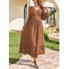 imageDokotoo Womens Dresses Fashion 2025 Long Sleeve V Neck Maxi Dresses Elegant Casual Flowy Tiered Boho Beach Vacation OutifitsBrown