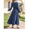 imageDokotoo Womens Dresses Fashion 2025 Long Sleeve V Neck Maxi Dresses Elegant Casual Flowy Tiered Boho Beach Vacation OutifitsDark Blue