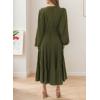 imageDokotoo Womens Dresses Fashion 2025 Long Sleeve V Neck Maxi Dresses Elegant Casual Flowy Tiered Boho Beach Vacation OutifitsGreen